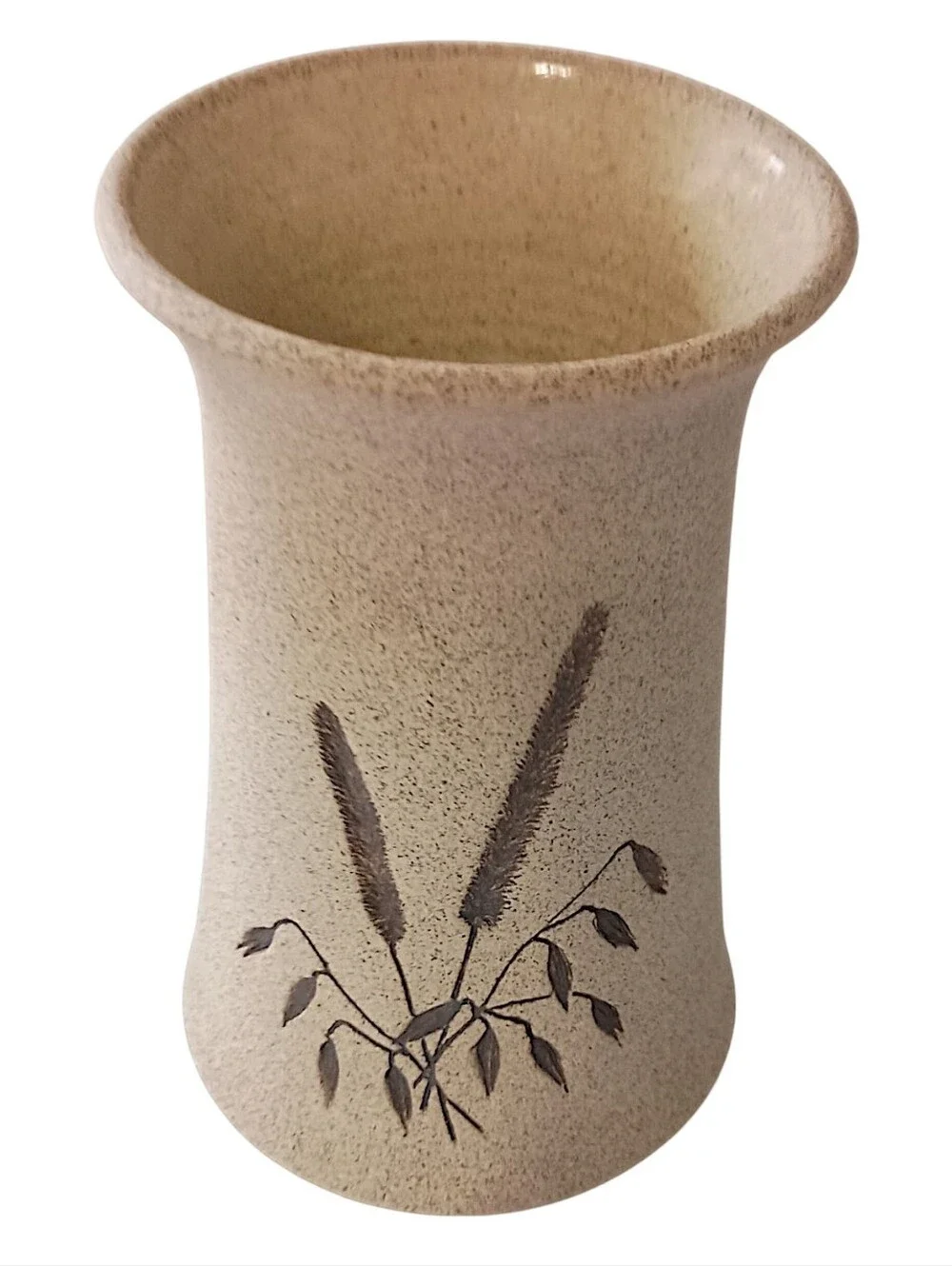 Vtg Mattison Studio Pottery Vase Wheat Grass Neutral Organic Wabi Sabi Farmhouse